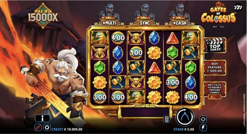Gates of Colossus MultiChase - glavni zaslon s valjcima 6×5